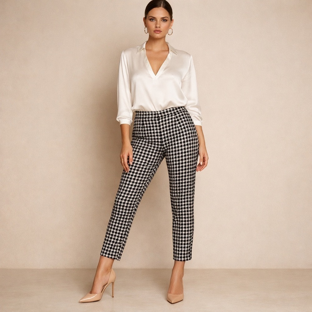 Passport Black and White Patterned Cropped Pants